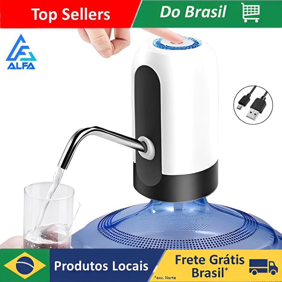 ALFA Bomba Elétrica Água Sem Fio Carregador Garrafão Galão De Água Dispenser Usb
